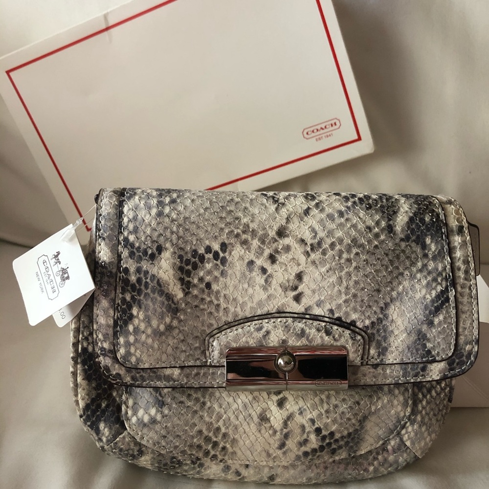New w/ Tags Coach Kristin Python Clutch Crossbody